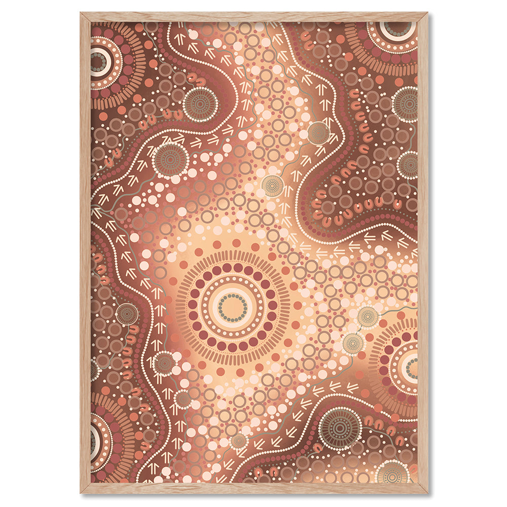 Blooming Edition 2 Brown - Art Print by Leah Cummins, Poster, Stretched Canvas, or Framed Wall Art Print, shown in a natural timber frame