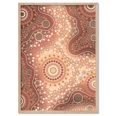 Blooming Edition 2 Brown - Art Print by Leah Cummins, Poster, Stretched Canvas, or Framed Wall Art Print, shown in a natural timber frame