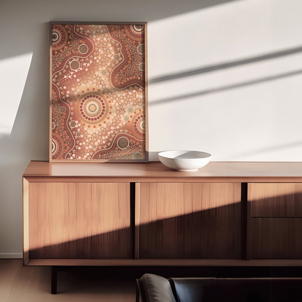 Blooming Edition 2 Brown - Art Print by Leah Cummins, Poster, Stretched Canvas or Framed Wall Art Prints, shown framed in a room