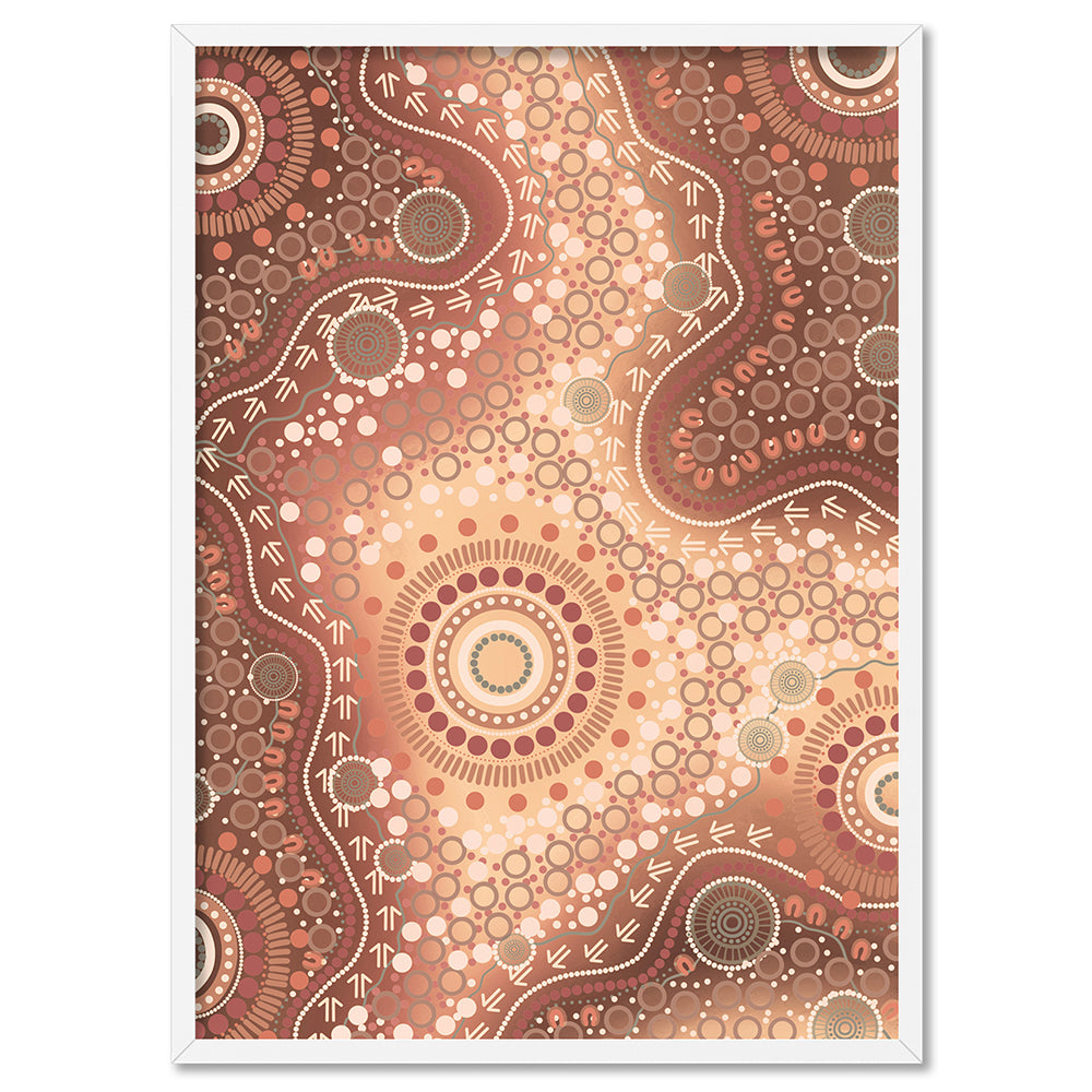 Blooming Edition 2 Brown - Art Print by Leah Cummins, Poster, Stretched Canvas, or Framed Wall Art Print, shown in a white frame