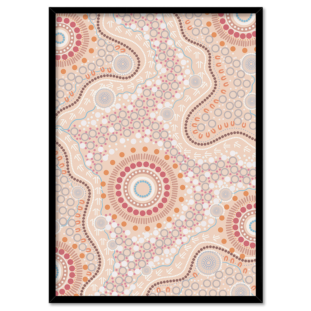 Blooming Edition 2 Neutral - Art Print by Leah Cummins, Poster, Stretched Canvas, or Framed Wall Art Print, shown in a black frame