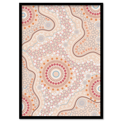 Blooming Edition 2 Neutral - Art Print by Leah Cummins, Poster, Stretched Canvas, or Framed Wall Art Print, shown in a black frame
