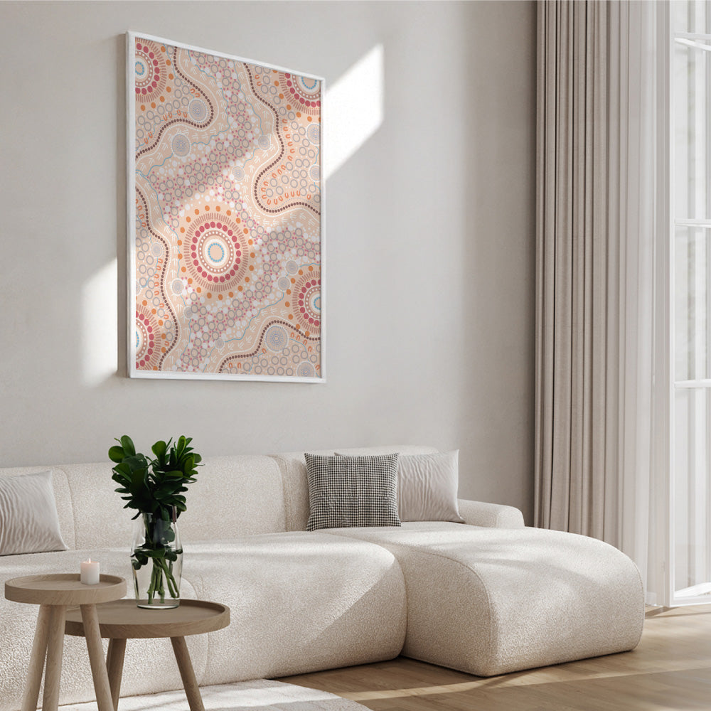 Blooming Edition 2 Neutral - Art Print by Leah Cummins, Poster, Stretched Canvas or Framed Wall Art Prints, shown framed in a room