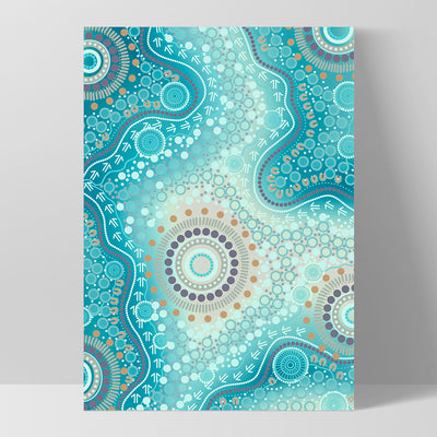 Blooming Edition 2 Blue - Art Print by Leah Cummins, Poster, Stretched Canvas, or Framed Wall Art Print, shown as a stretched canvas or poster without a frame