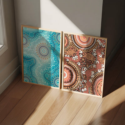 Blooming Edition 2 Blue - Art Print by Leah Cummins, Poster, Stretched Canvas or Framed Wall Art, shown framed in a home interior space