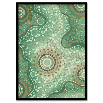 Blooming Edition 2 Green - Art Print by Leah Cummins, Poster, Stretched Canvas, or Framed Wall Art Print, shown in a black frame