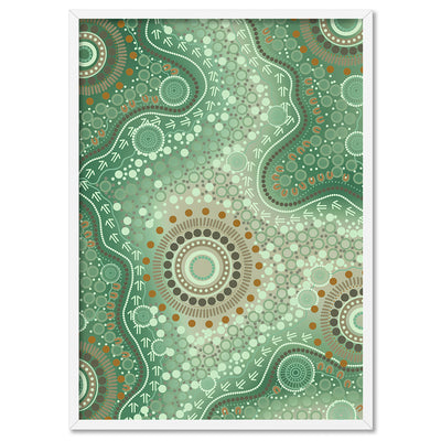 Blooming Edition 2 Green - Art Print by Leah Cummins, Poster, Stretched Canvas, or Framed Wall Art Print, shown in a white frame