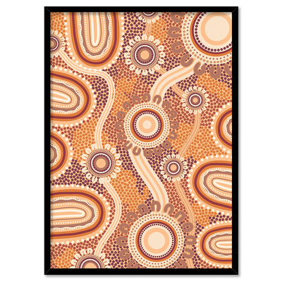 Blooming Land Edition 1 Brown - Art Print by Leah Cummins, Poster, Stretched Canvas, or Framed Wall Art Print, shown in a black frame