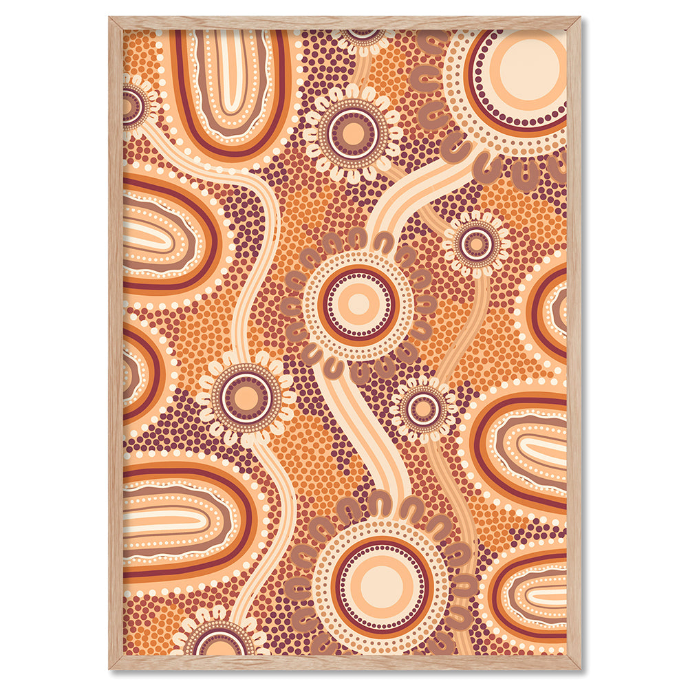 Blooming Land Edition 1 Brown - Art Print by Leah Cummins, Poster, Stretched Canvas, or Framed Wall Art Print, shown in a natural timber frame