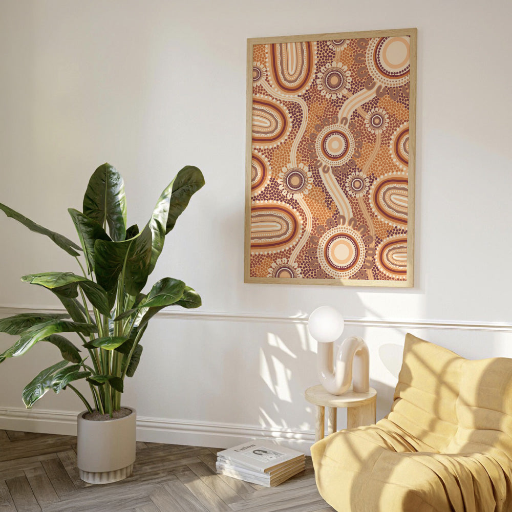 Blooming Land Edition 1 Brown - Art Print by Leah Cummins, Poster, Stretched Canvas or Framed Wall Art Prints, shown framed in a room