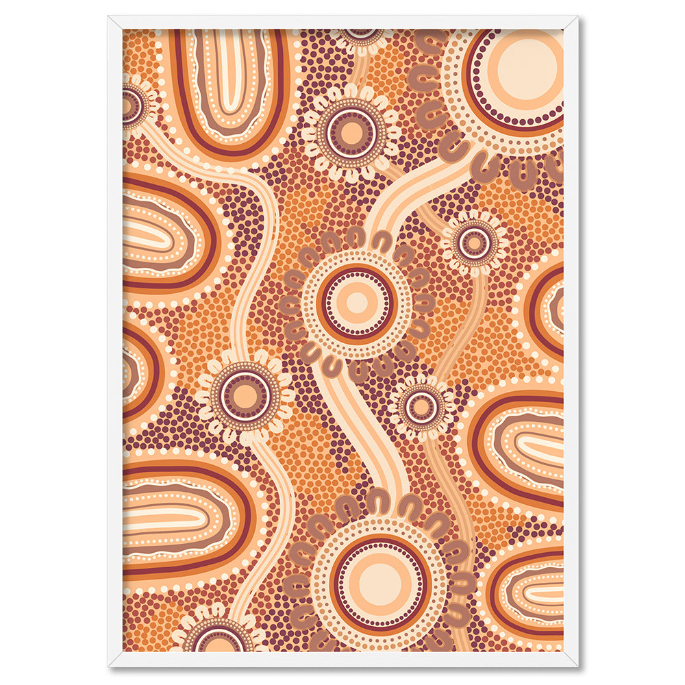 Blooming Land Edition 1 Brown - Art Print by Leah Cummins, Poster, Stretched Canvas, or Framed Wall Art Print, shown in a white frame