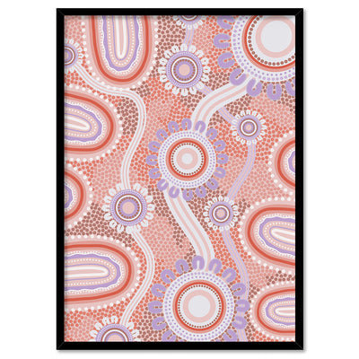 Blooming Land Edition 1 Pink / Purple - Art Print by Leah Cummins, Poster, Stretched Canvas, or Framed Wall Art Print, shown in a black frame