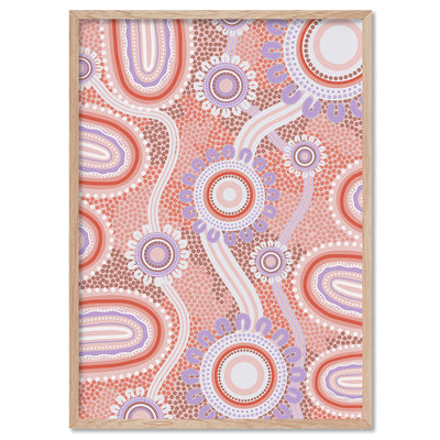 Blooming Land Edition 1 Pink / Purple - Art Print by Leah Cummins, Poster, Stretched Canvas, or Framed Wall Art Print, shown in a natural timber frame