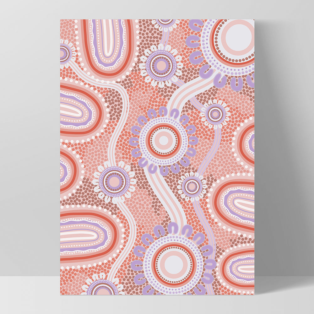 Blooming Land Edition 1 Pink / Purple - Art Print by Leah Cummins, Poster, Stretched Canvas, or Framed Wall Art Print, shown as a stretched canvas or poster without a frame