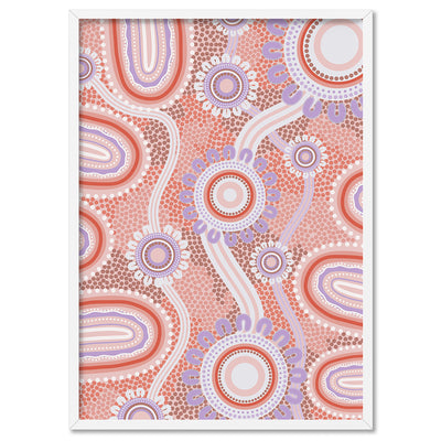 Blooming Land Edition 1 Pink / Purple - Art Print by Leah Cummins, Poster, Stretched Canvas, or Framed Wall Art Print, shown in a white frame