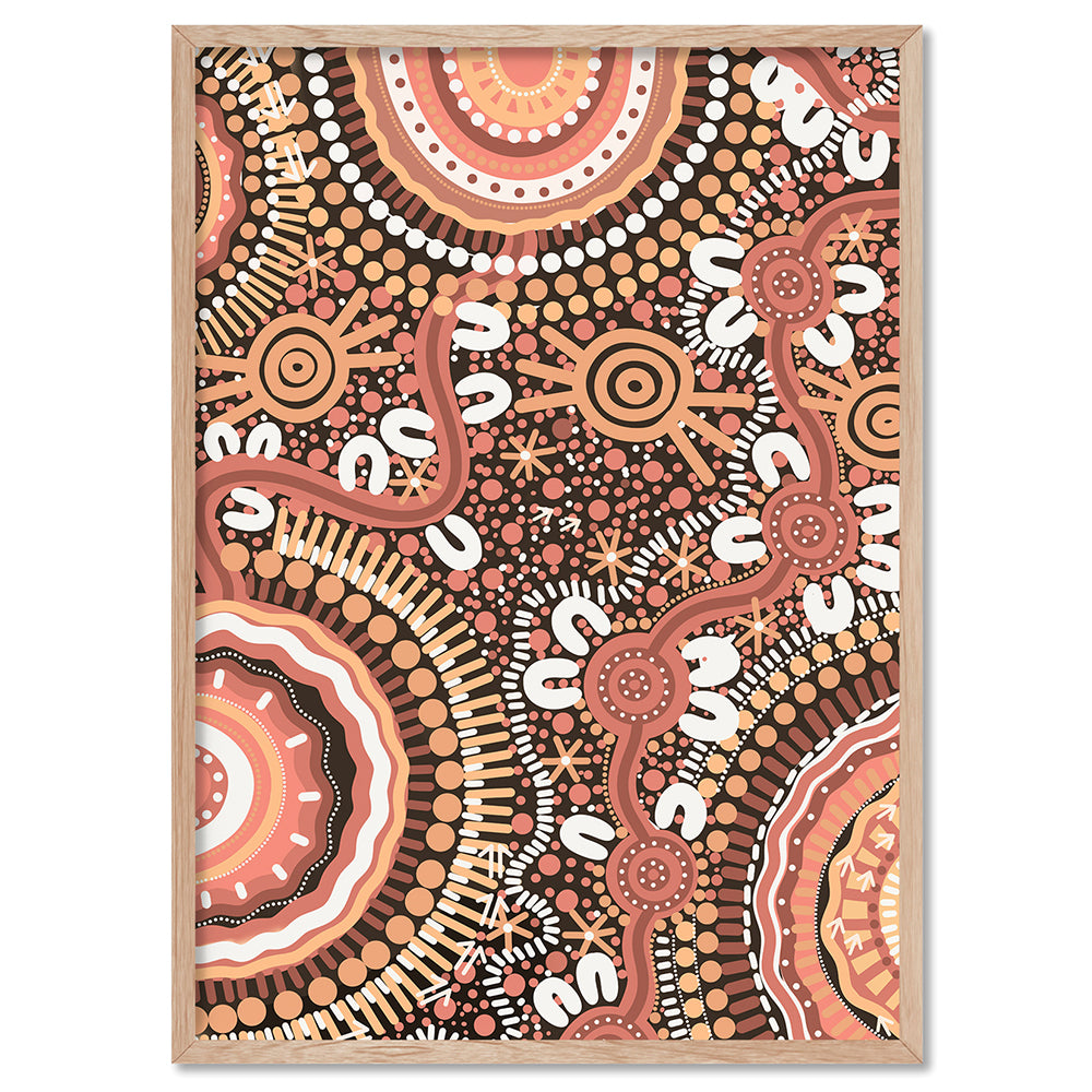 Boomara - Art Print by Leah Cummins, Poster, Stretched Canvas, or Framed Wall Art Print, shown in a natural timber frame