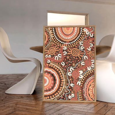 Boomara - Art Print by Leah Cummins, Poster, Stretched Canvas or Framed Wall Art Prints, shown framed in a room