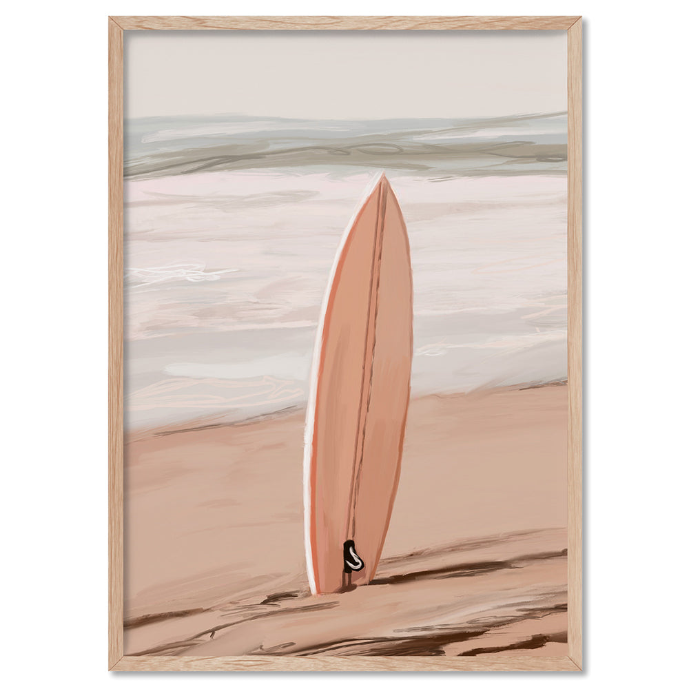 Just Surf - Art Print by Nicole Schafter, Poster, Stretched Canvas, or Framed Wall Art Print, shown in a natural timber frame