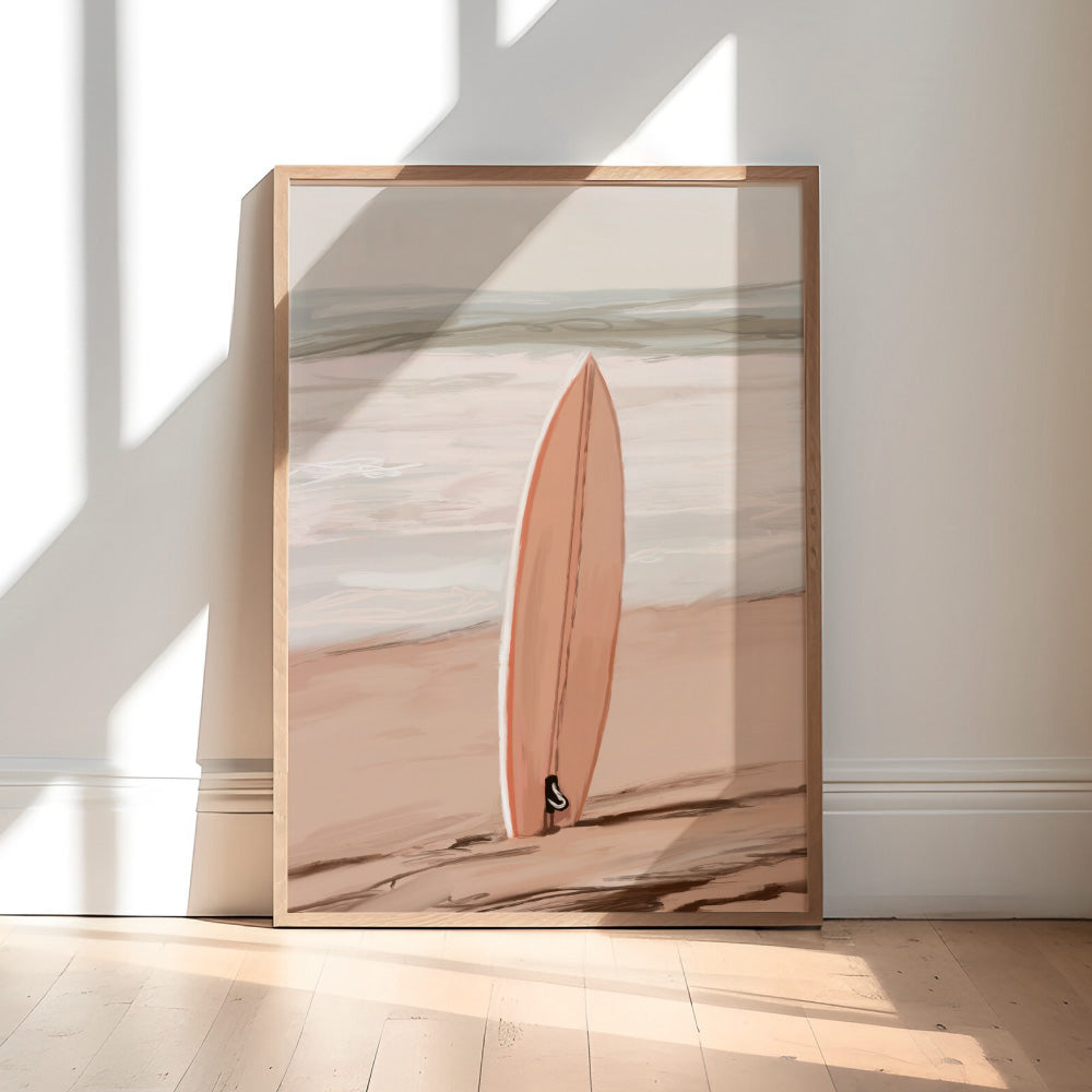 Just Surf - Art Print by Nicole Schafter, Poster, Stretched Canvas or Framed Wall Art Prints, shown framed in a room