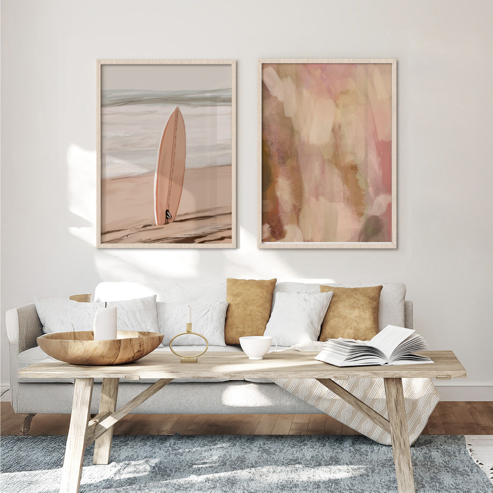 Just Surf - Art Print by Nicole Schafter, Poster, Stretched Canvas or Framed Wall Art, shown framed in a home interior space