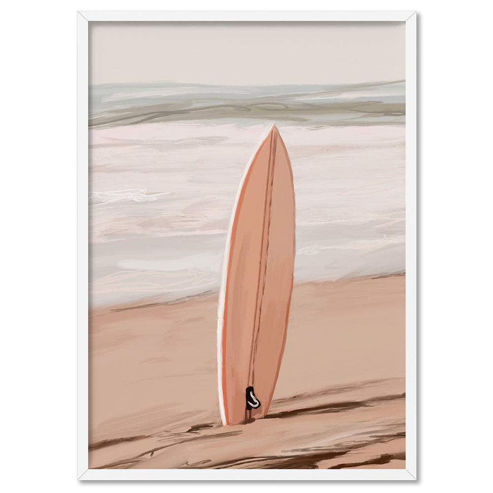 Just Surf - Art Print by Nicole Schafter, Poster, Stretched Canvas, or Framed Wall Art Print, shown in a white frame