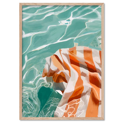 Pool Time - Art Print by Nicole Schafter, Poster, Stretched Canvas, or Framed Wall Art Print, shown in a natural timber frame