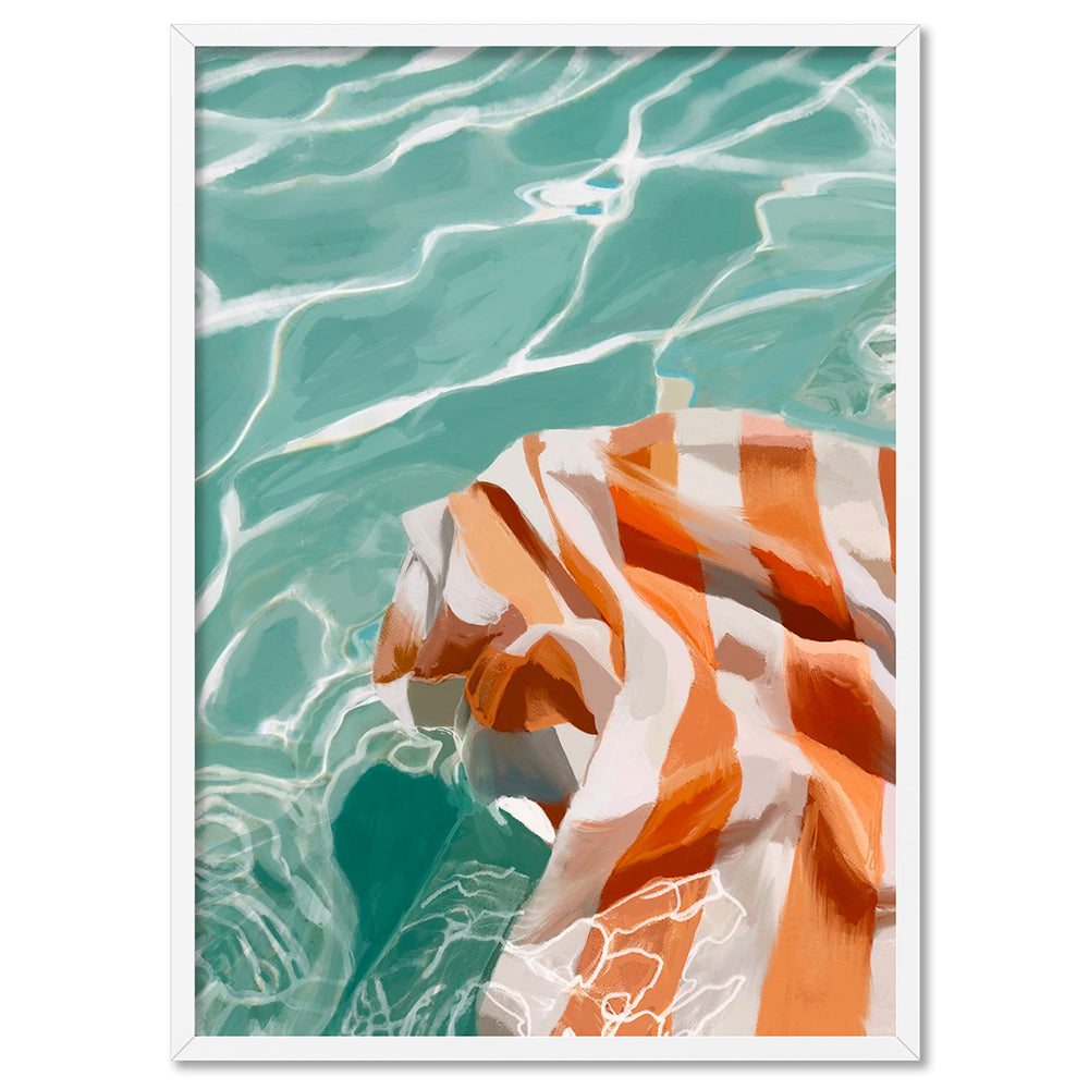 Pool Time - Art Print by Nicole Schafter, Poster, Stretched Canvas, or Framed Wall Art Print, shown in a white frame