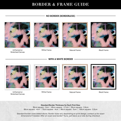 Rad Times - Sqaure Art Print by Nicole Schafter, Poster, Stretched Canvas or Framed Wall Art, Showing White , Black, Natural Frame Colours, No Frame (Unframed) or Stretched Canvas, and With or Without White Borders