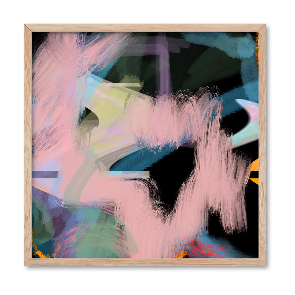 Rad Times - Sqaure Art Print by Nicole Schafter, Poster, Stretched Canvas, or Framed Wall Art Print, shown in a natural timber frame