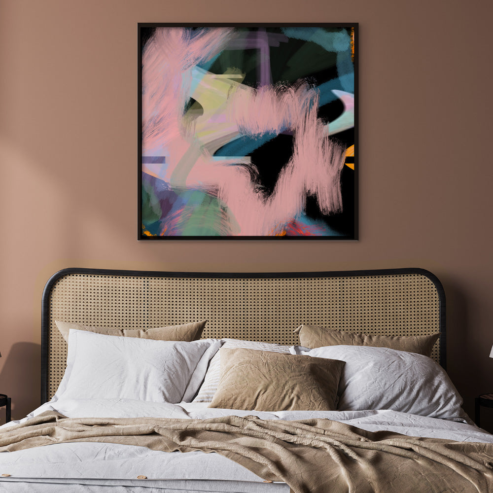 Rad Times - Sqaure Art Print by Nicole Schafter, Poster, Stretched Canvas or Framed Wall Art Prints, shown framed in a room