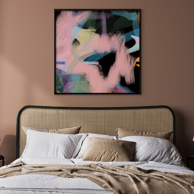 Rad Times - Sqaure Art Print by Nicole Schafter, Poster, Stretched Canvas or Framed Wall Art Prints, shown framed in a room