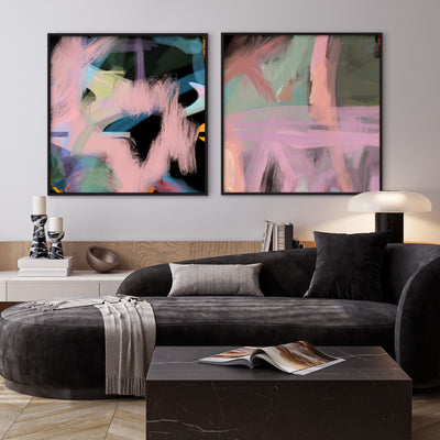 Rad Times - Sqaure Art Print by Nicole Schafter, Poster, Stretched Canvas or Framed Wall Art, shown framed in a home interior space