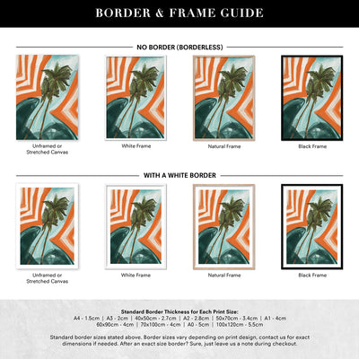 Run to Paradise - Art Print by Nicole Schafter, Poster, Stretched Canvas or Framed Wall Art, Showing White , Black, Natural Frame Colours, No Frame (Unframed) or Stretched Canvas, and With or Without White Borders