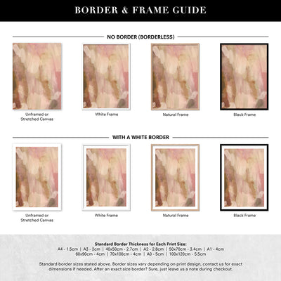 Sand and Rose I - Art Print by Nicole Schafter, Poster, Stretched Canvas or Framed Wall Art, Showing White , Black, Natural Frame Colours, No Frame (Unframed) or Stretched Canvas, and With or Without White Borders