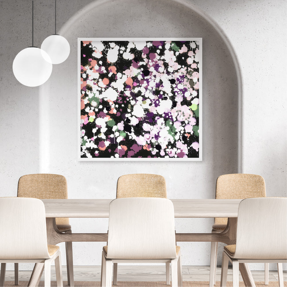 Scatterdance I - Square Art Print by Nicole Schafter, Poster, Stretched Canvas or Framed Wall Art Prints, shown framed in a room
