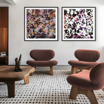 Scatterdance I - Square Art Print by Nicole Schafter, Poster, Stretched Canvas or Framed Wall Art, shown framed in a home interior space