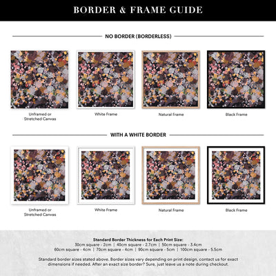 Scatterdance II - Square Art Print by Nicole Schafter, Poster, Stretched Canvas or Framed Wall Art, Showing White , Black, Natural Frame Colours, No Frame (Unframed) or Stretched Canvas, and With or Without White Borders