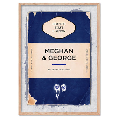 Custom Vintage Book Cover - Art Print, Poster, Stretched Canvas, or Framed Wall Art Print, shown in a natural timber frame