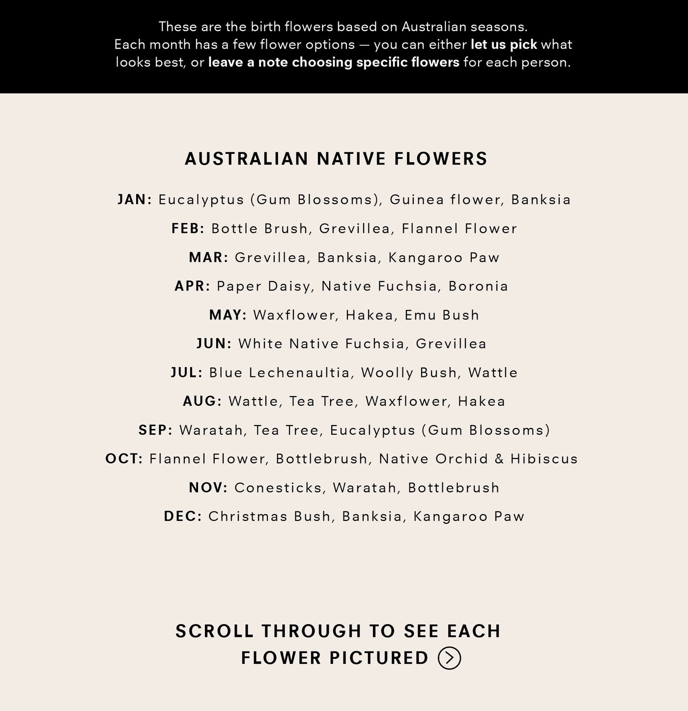 Family Birth Flowers | Australian Natives - Art Print, Poster, Stretched Canvas or Framed Wall Art, shown framed in a home interior space