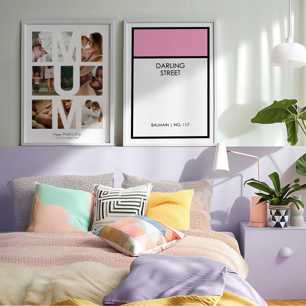 Custom Mothers Day Photo Collage - Art Print, Poster, Stretched Canvas or Framed Wall Art, Close up View of Print Resolution