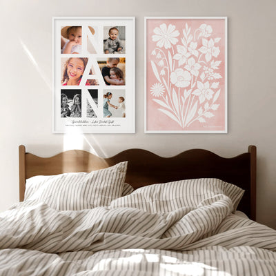 Custom Grandma Photo Collage - Art Print, Poster, Stretched Canvas or Framed Wall Art, Close up View of Print Resolution