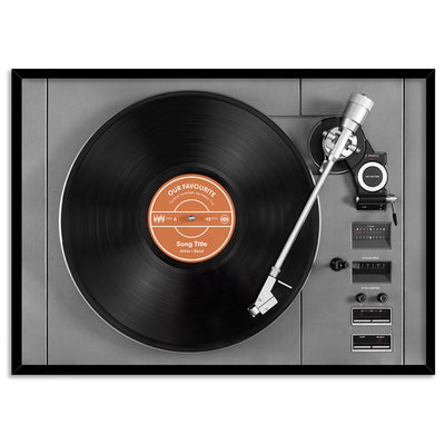 Custom Vinyl Record Player - Art Print, Poster, Stretched Canvas, or Framed Wall Art Print, shown in a black frame