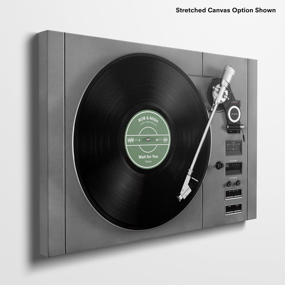 Custom Vinyl Record Player - Art Print, Poster, Stretched Canvas or Framed Wall Art, Close up View of Print Resolution