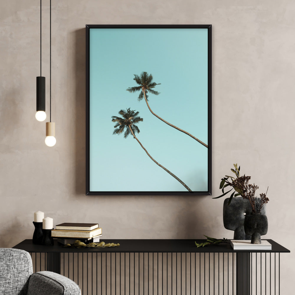 Twim Palms - Art Print, Poster, Stretched Canvas or Framed Wall Art Prints, shown framed in a room
