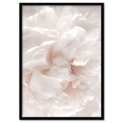 Peony Dance I - Art Print, Poster, Stretched Canvas, or Framed Wall Art Print, shown in a black frame