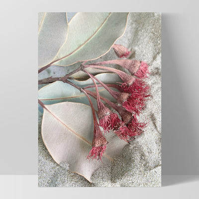 Dried Gum Flowers on the Beach - Art Print, Poster, Stretched Canvas, or Framed Wall Art Print, shown as a stretched canvas or poster without a frame