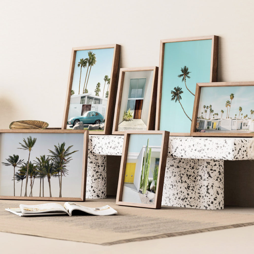 Palms at Dusk - Art Print, Poster, Stretched Canvas or Framed Wall Art, shown framed in a home interior space