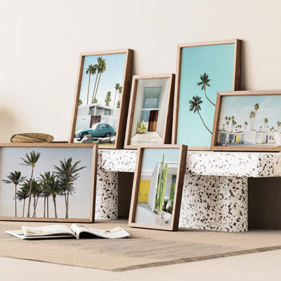 Palms at Dusk - Art Print, Poster, Stretched Canvas or Framed Wall Art, shown framed in a home interior space