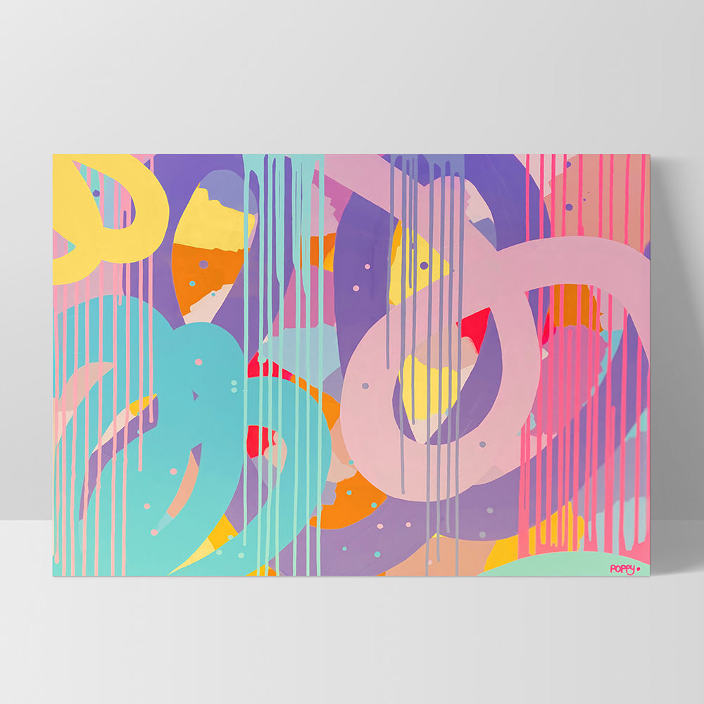 Strawberry Fizzer - Art Print by Poppy Key, Poster, Stretched Canvas, or Framed Wall Art Print, shown as a stretched canvas or poster without a frame