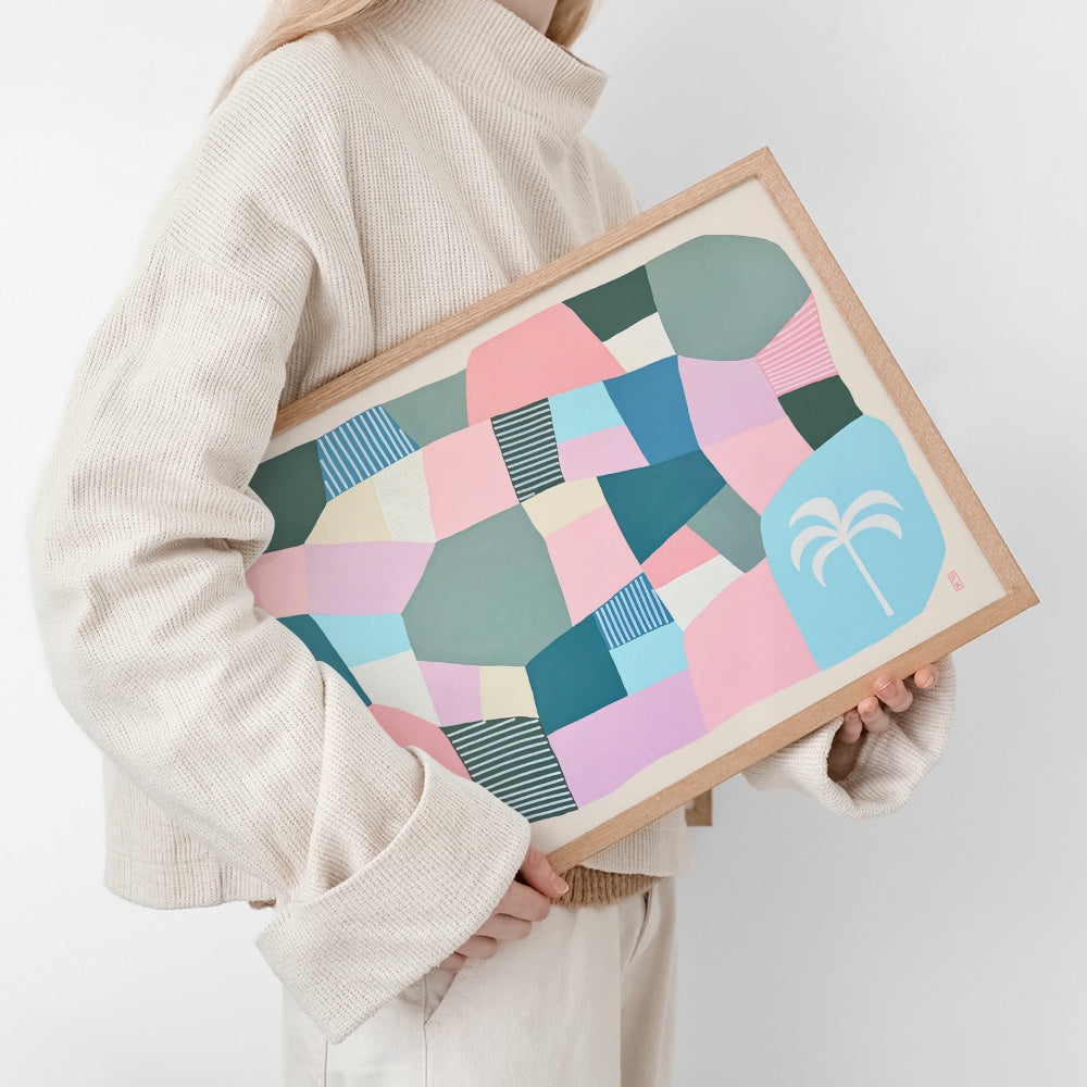 Bali Beach Days II - Art Print by Poppy Key, Poster, Stretched Canvas or Framed Wall Art Prints, shown framed in a room